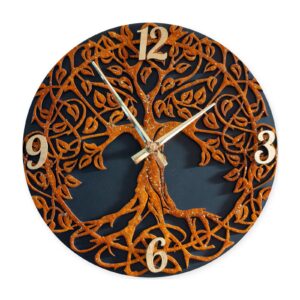 Fekete-arany életfa falióra (30 cm)