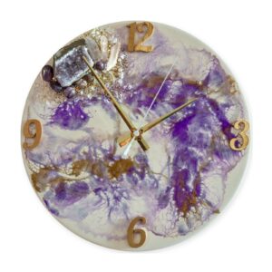 Fehér-lila kristályos falióra (30 cm)